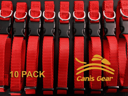 Value Line Nylon Dog Collars Small 10 Pack RED - Canis Gear