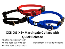 XXS - XS - XS+ Martingale Collars 10 Packs - With or Without Quick Release Buckle - Special Order