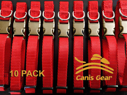 Adjustable Collar METAL QR Large 1" 10 Pack RED - Canis Gear